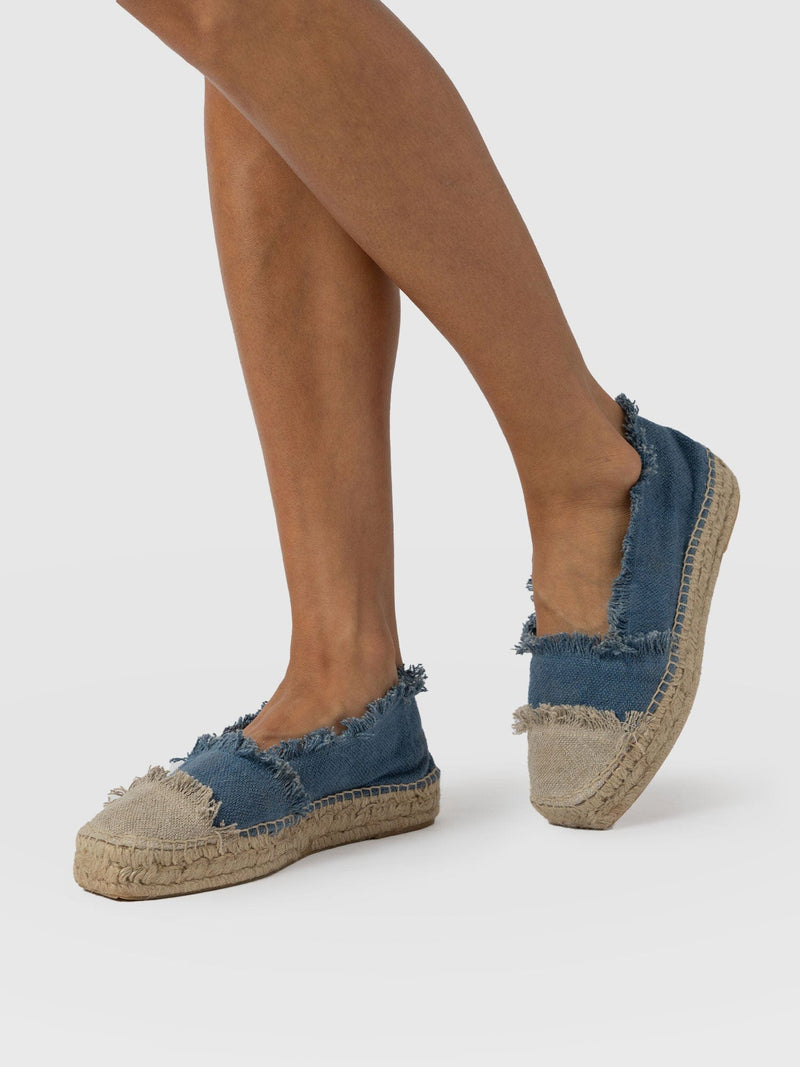 Ivy Frayed Espadrille Pumps - Blue - Women's Sandalss | Saint + Sofia® EU