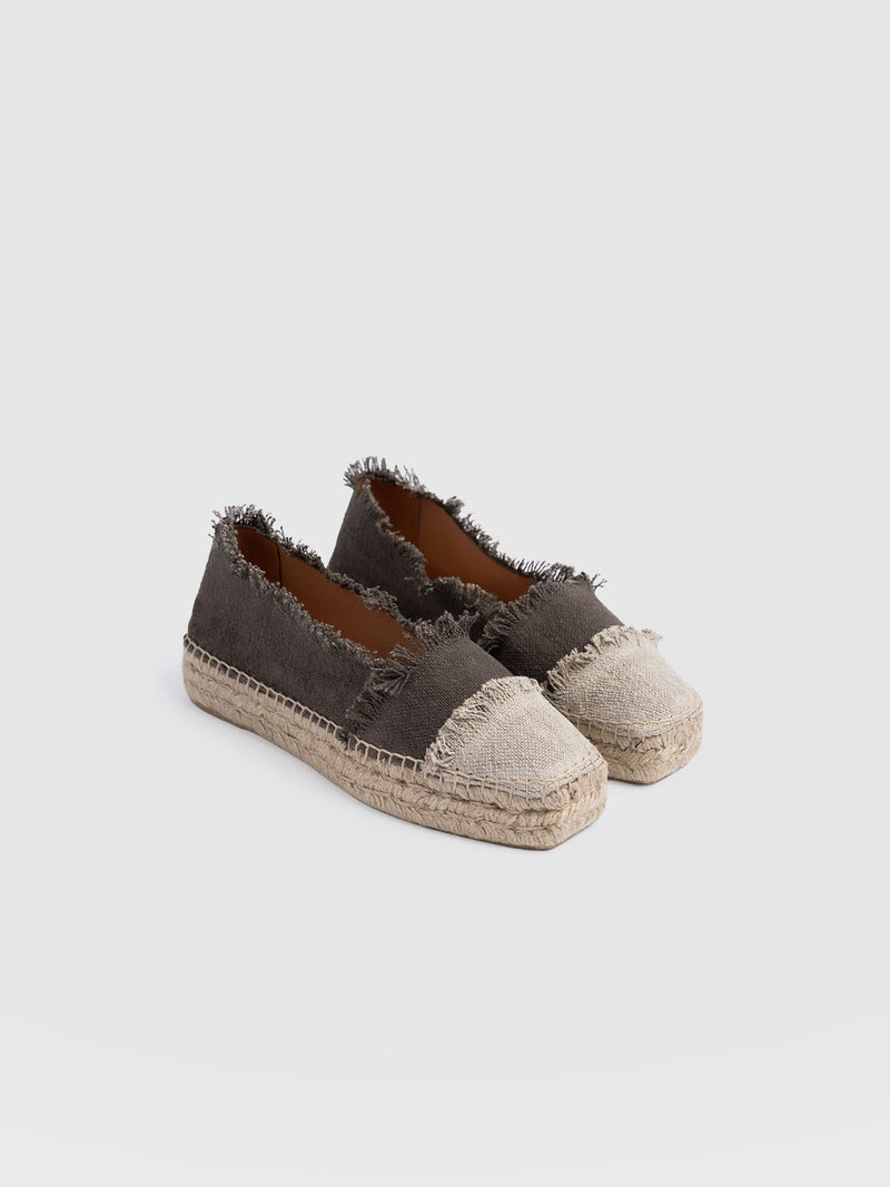 Ivy Frayed Espadrille Pumps - Khaki - Women's Shoes | Saint + Sofia® EU