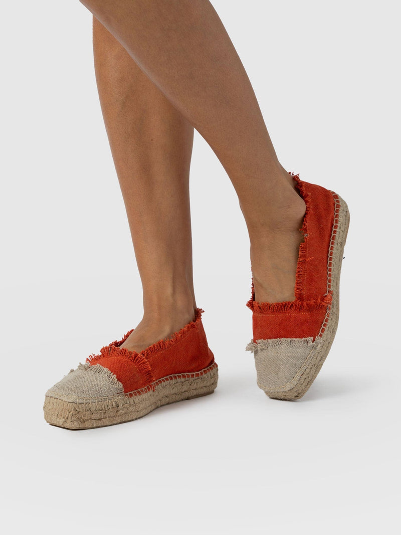 Ivy Frayed Espadrille Pumps - Orange - Women's Sandalss | Saint + Sofia® EU
