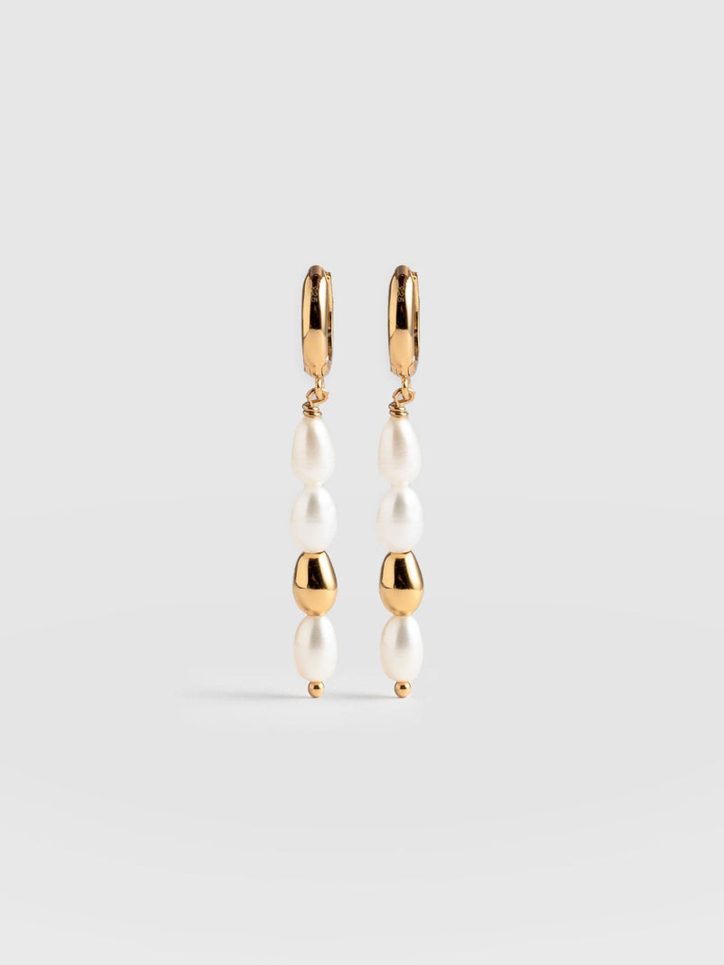Jacqueline Pearl Drop Earrings Gold - Women's Jewellery |  Saint + Sofia® EU