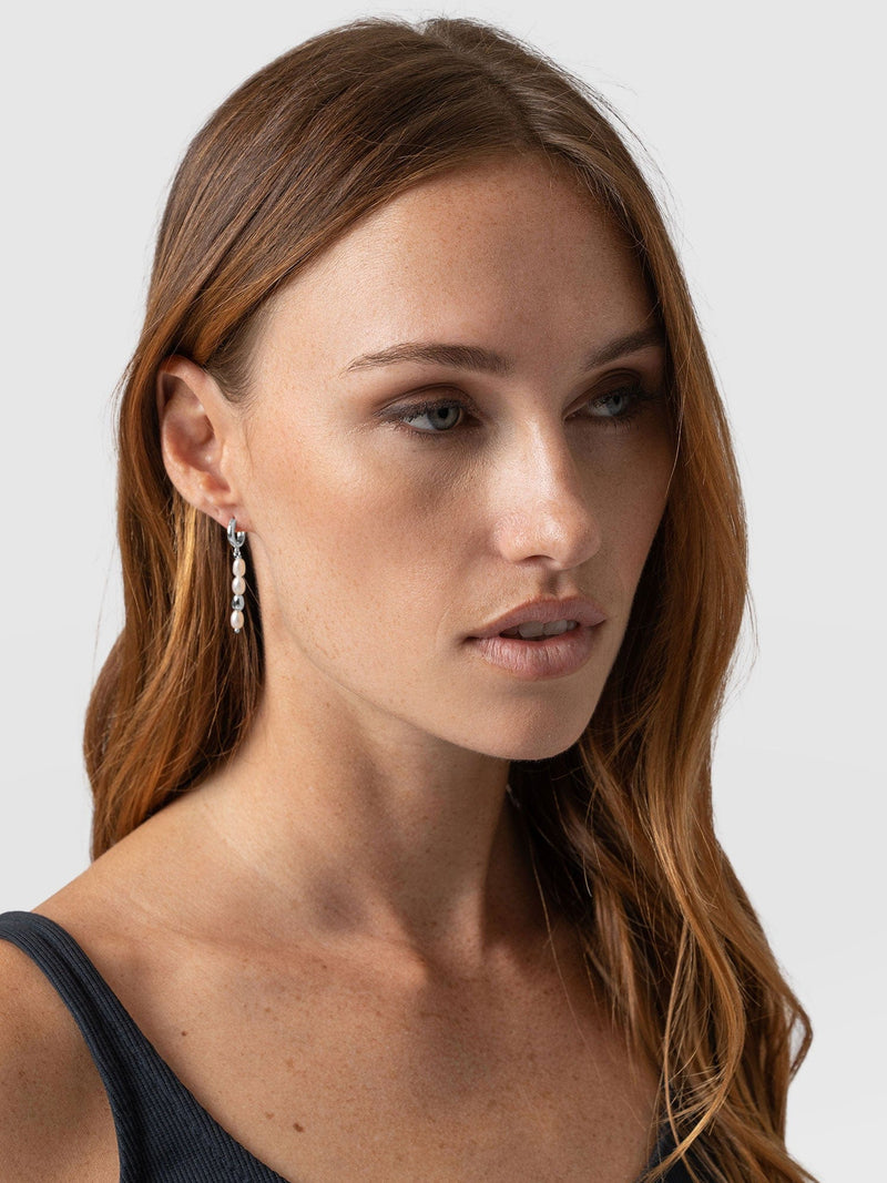 Jacqueline Pearl Drop Earrings Silver - Women's Jewellery |  Saint + Sofia® EU