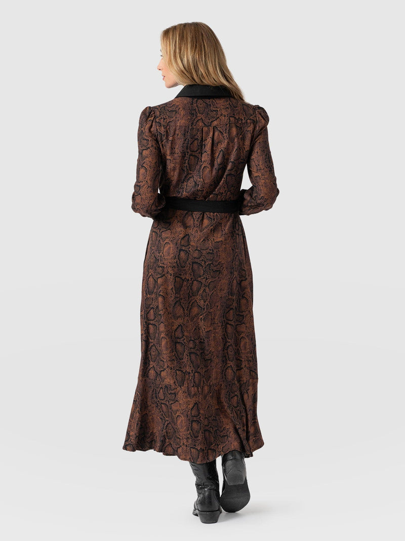 Jacqueline Shirt Dress Brown Snake - Women's Dresses | Saint + Sofia® EU