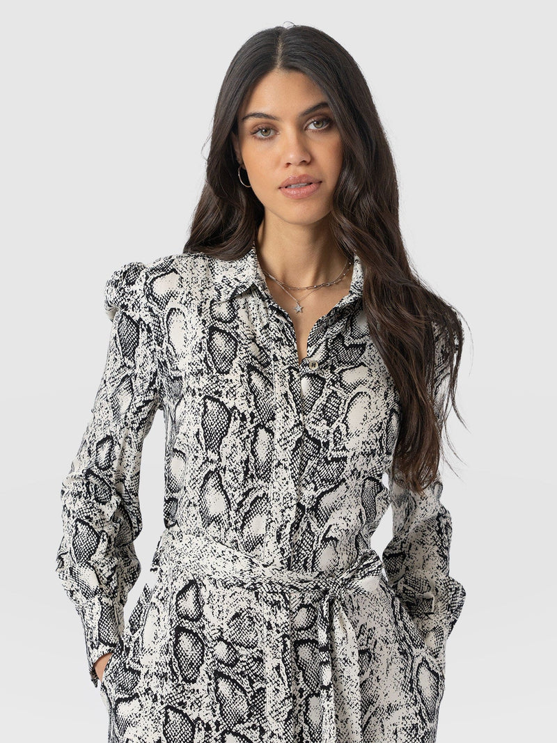Jacqueline Shirt Dress Cream Snake - Women's Dresses | Saint + Sofia® EU