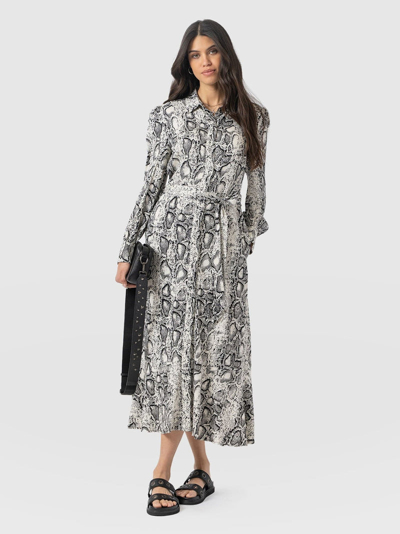 Jacqueline Shirt Dress Cream Snake - Women's Dresses | Saint + Sofia® EU