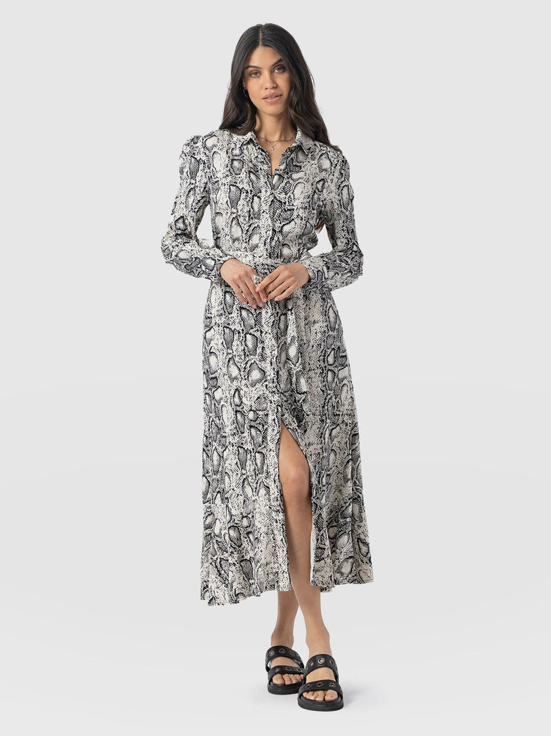 Jacqueline Shirt Dress Cream Snake - Women's Dresses | Saint + Sofia® EU