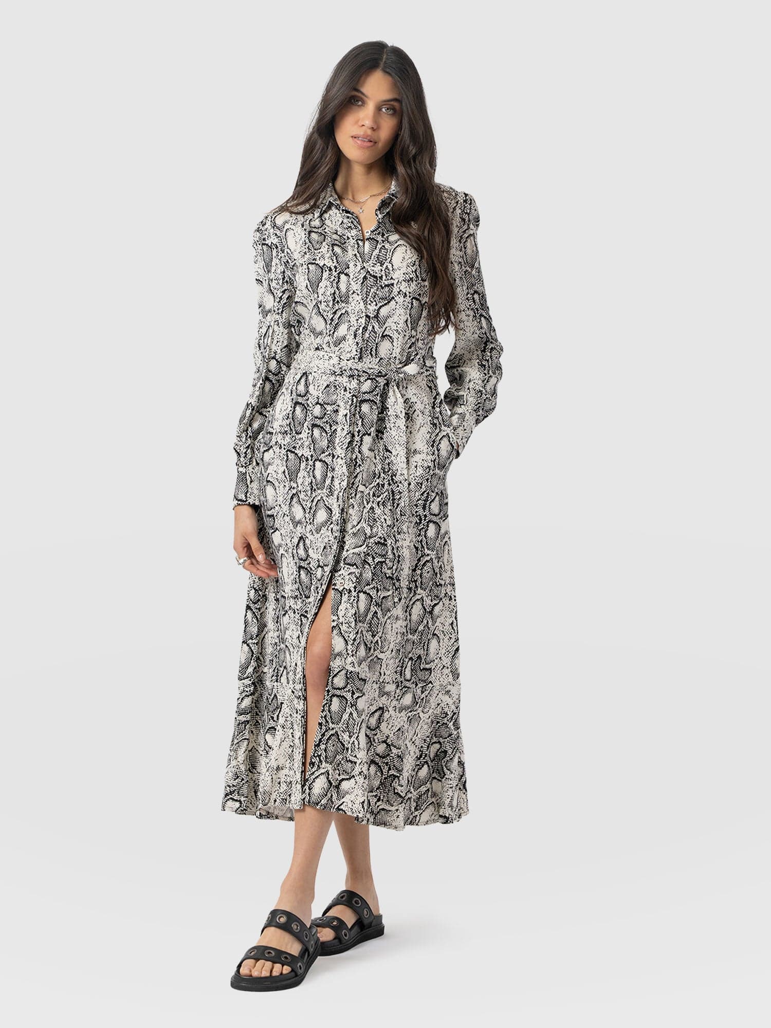 Jacqueline Shirt Dress Cream Snake - Women's Dresses | Saint + Sofia® EU