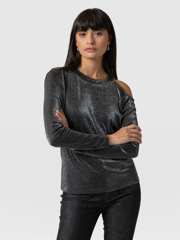 Jasna Cold Shoulder Tee Silver - Women's Tops | Saint + Sofia® EU