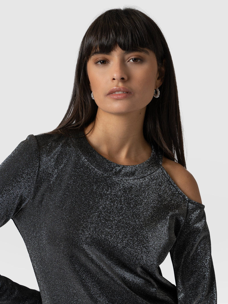 Jasna Cold Shoulder Tee Silver - Women's Tops | Saint + Sofia® EU