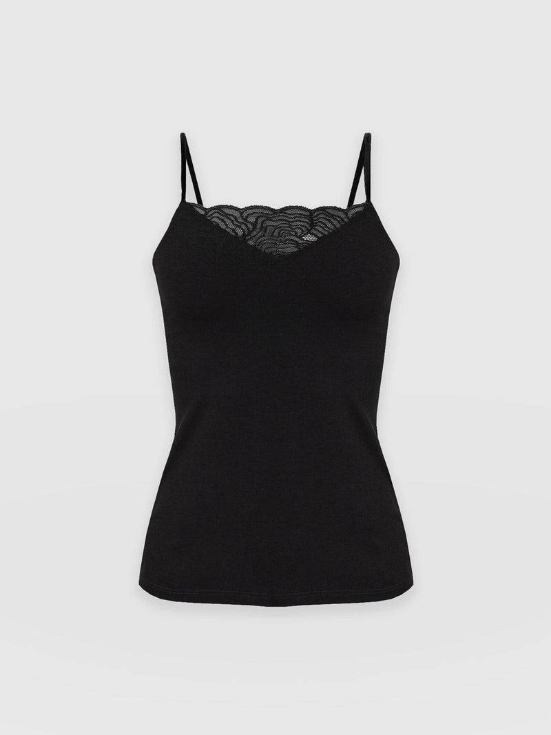 Jersey Lace Cami Black - Women's Camis | Saint + Sofia® EU