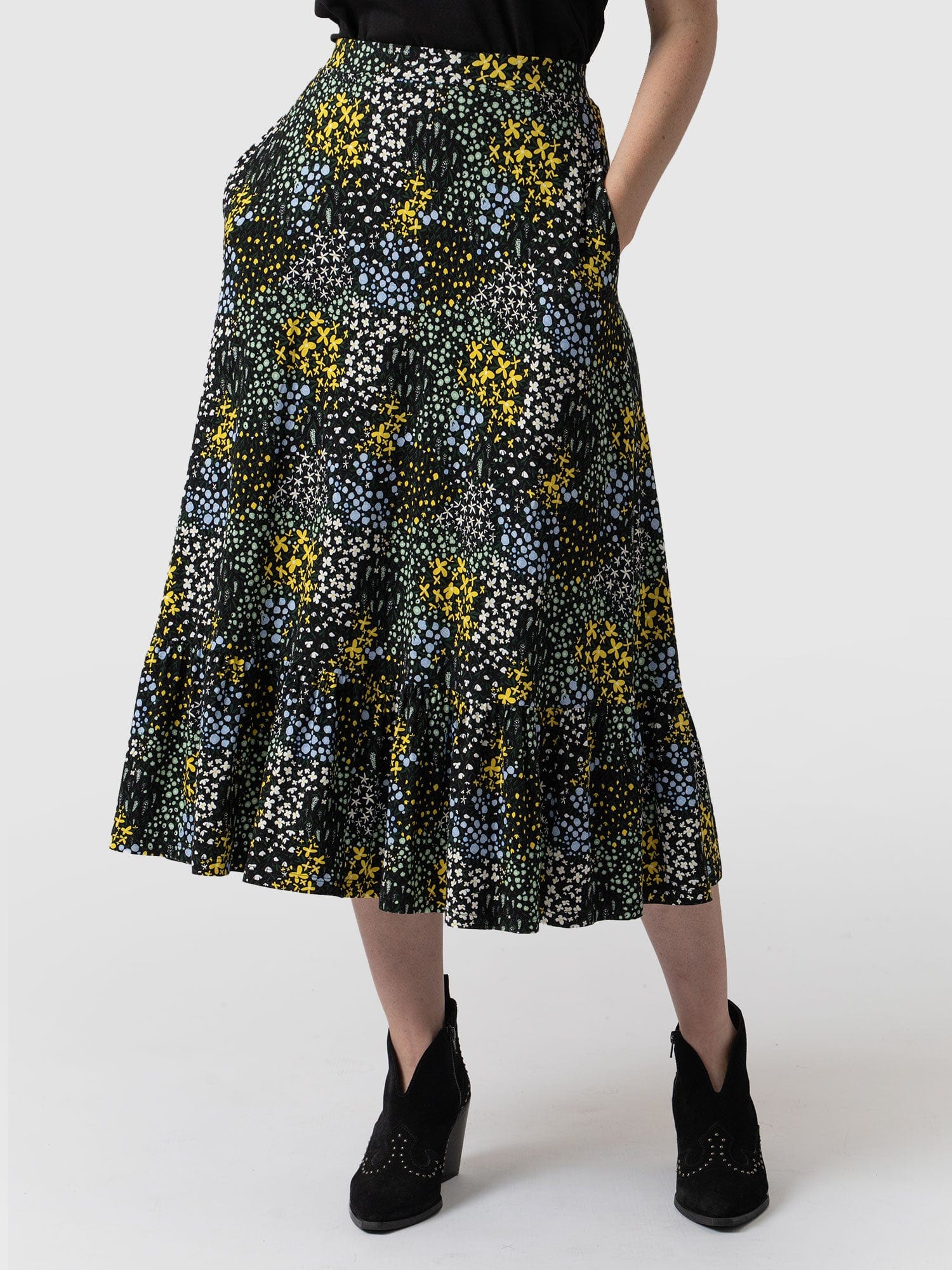 Jersey Riley Skirt Blue Ditsy Floral - Women's Skirts | Saint + Sofia® EU