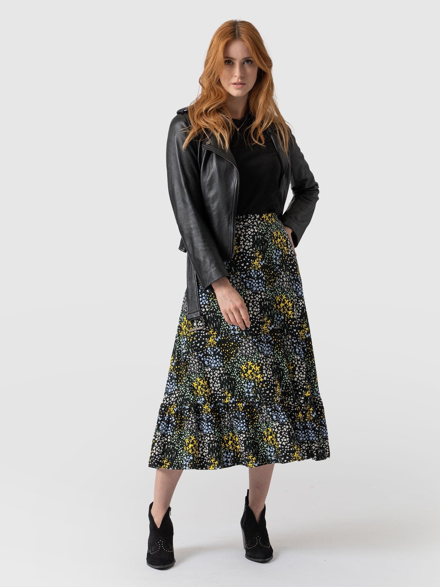 Jersey Riley Skirt Blue Ditsy Floral - Women's Skirts | Saint + Sofia® EU