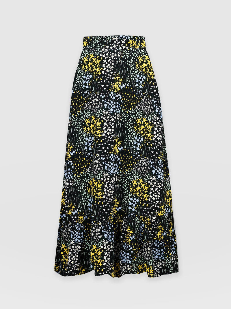 Jersey Riley Skirt Blue Ditsy Floral - Women's Skirts | Saint + Sofia® UK