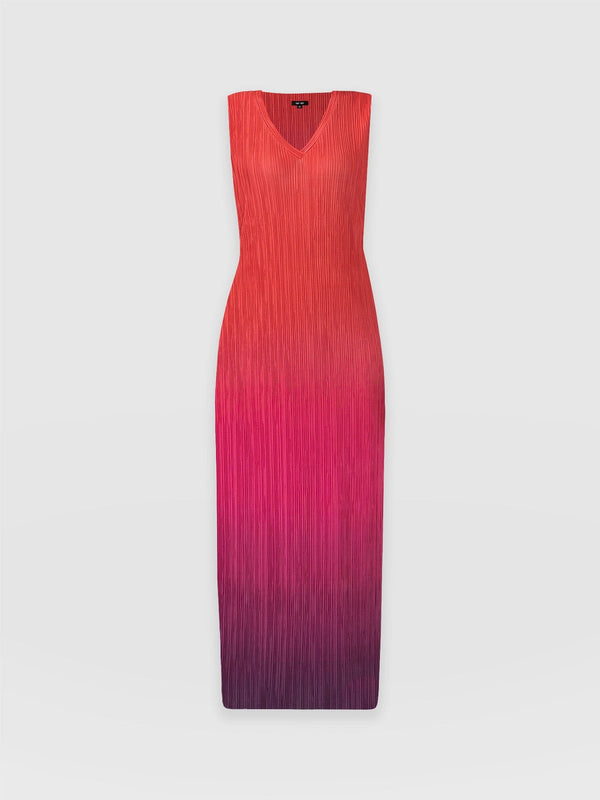 Jolie Sleeveless Plisse Dress Red/Pink Ombre - Women's Dresses | Saint + Sofia® EU