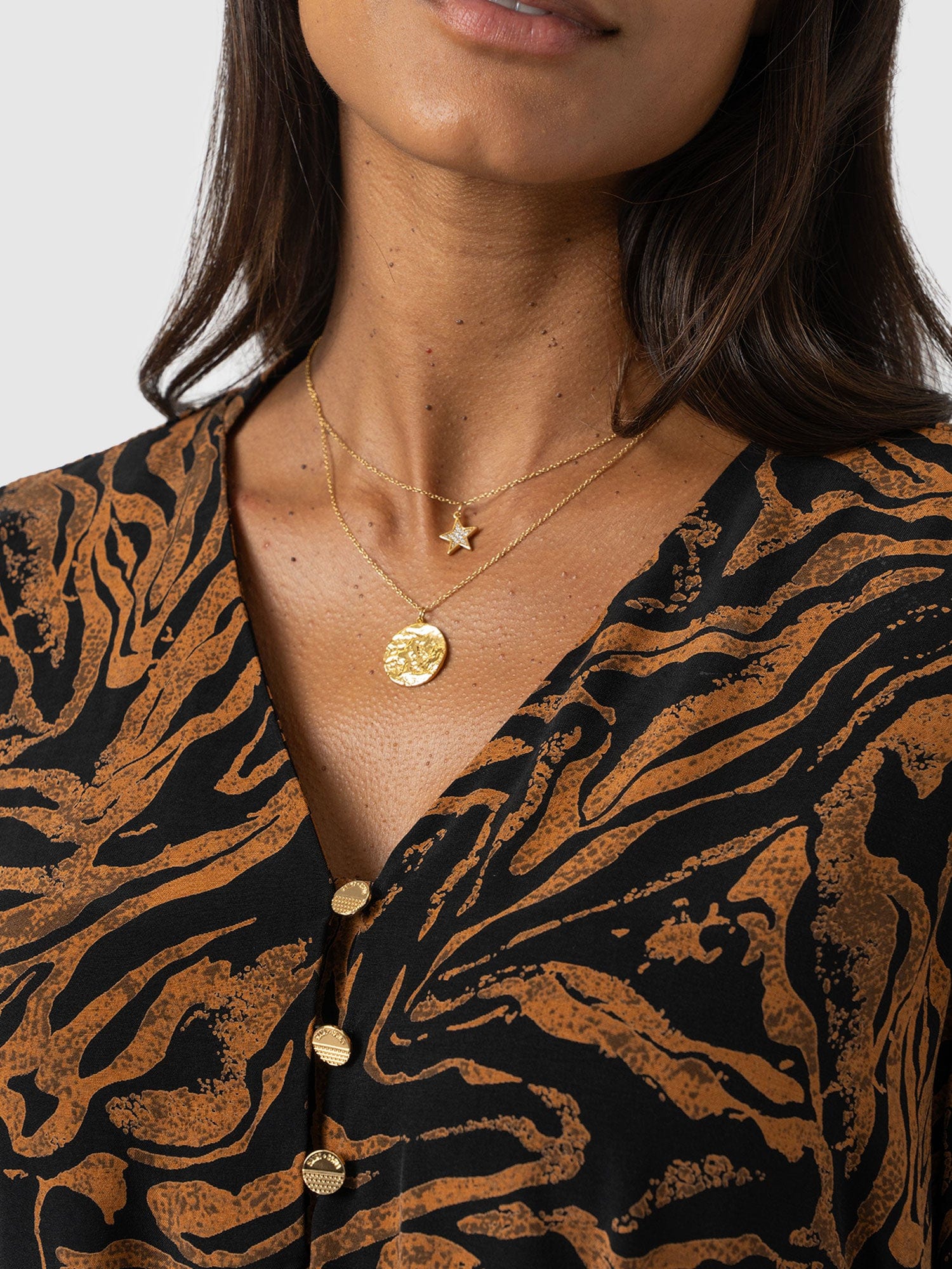 Joselyn V Neck Blouse - Brown Zebra - Women's Blouses | Saint + Sofia® EU