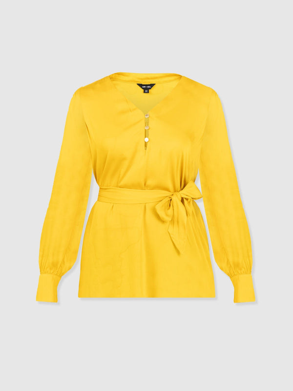Joselyn V Neck Blouse - Golden Yellow - Women's Blouses | Saint + Sofia® EU