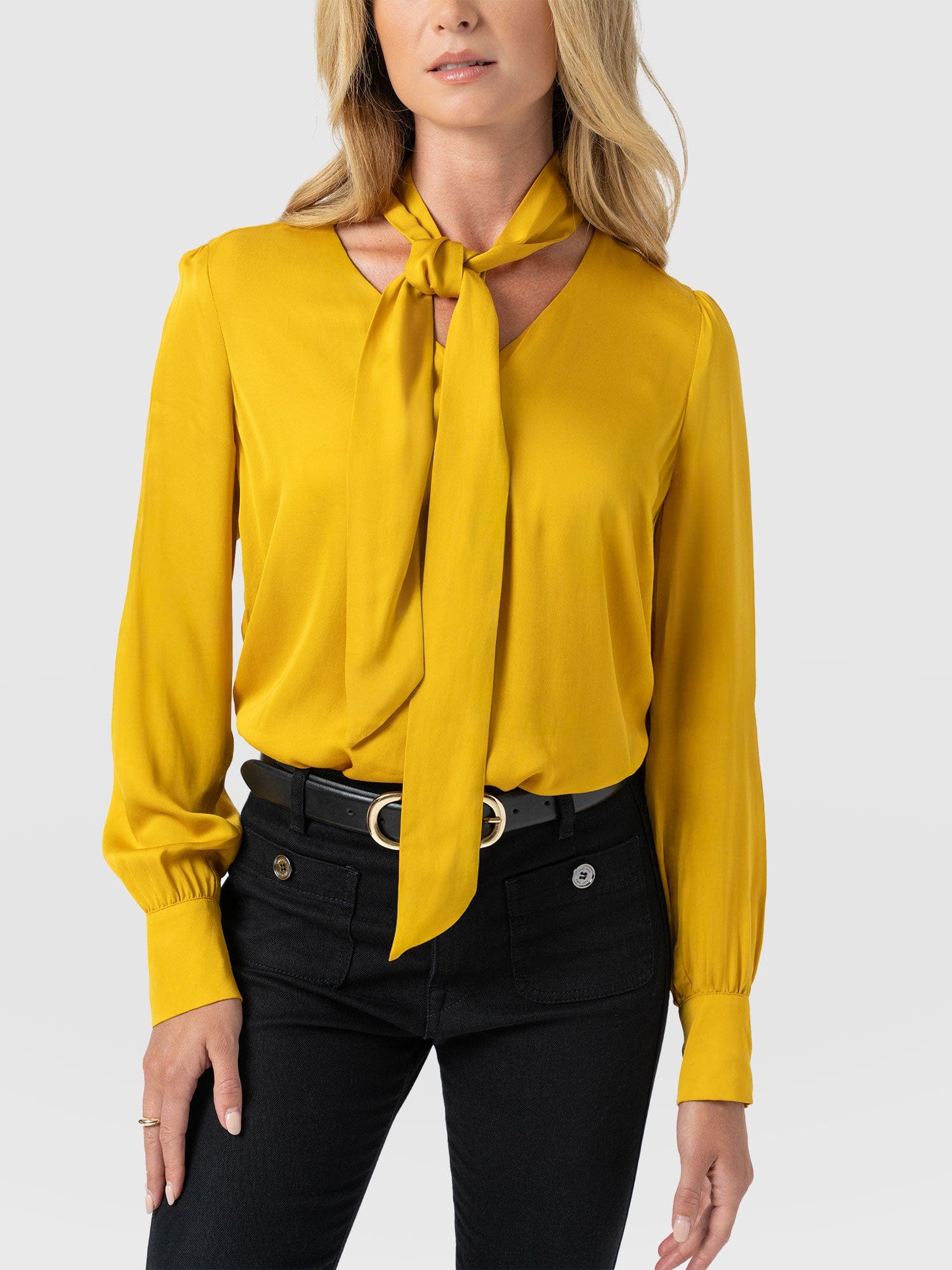 Joselyn V Neck Blouse - Golden Yellow - Women's Blouses | Saint + Sofia® EU