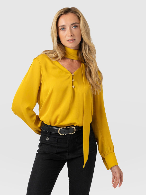Joselyn V Neck Blouse - Golden Yellow - Women's Blouses | Saint + Sofia® EU