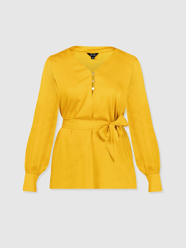 Joselyn V Neck Blouse - Golden Yellow - Women's Blouses | Saint + Sofia® EU