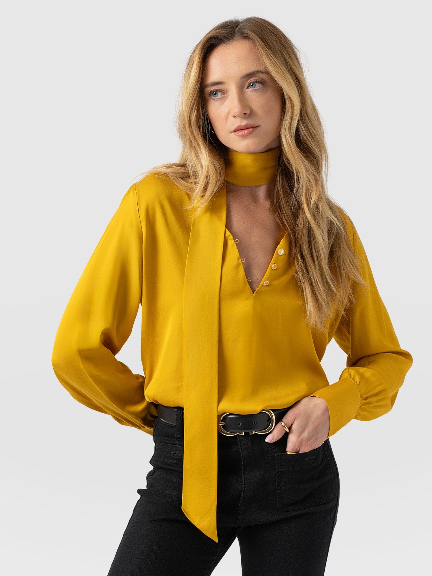 Joselyn V Neck Blouse - Golden Yellow - Women's Blouses | Saint + Sofia® EU