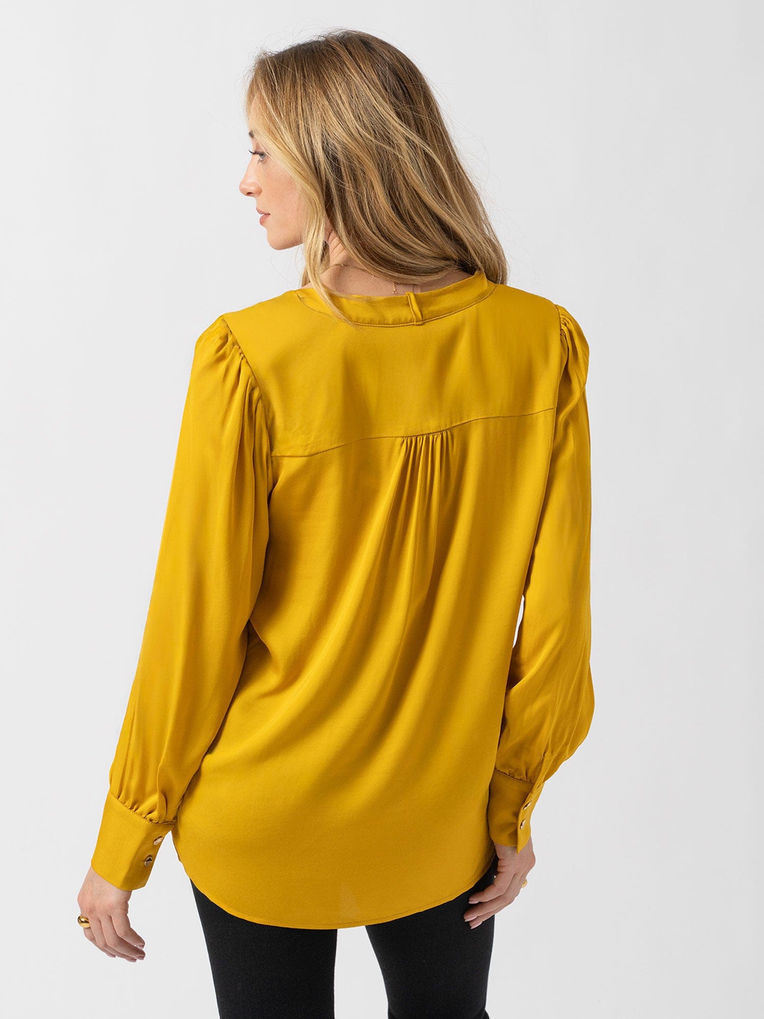 Joselyn V Neck Blouse - Golden Yellow - Women's Blouses | Saint + Sofia® EU