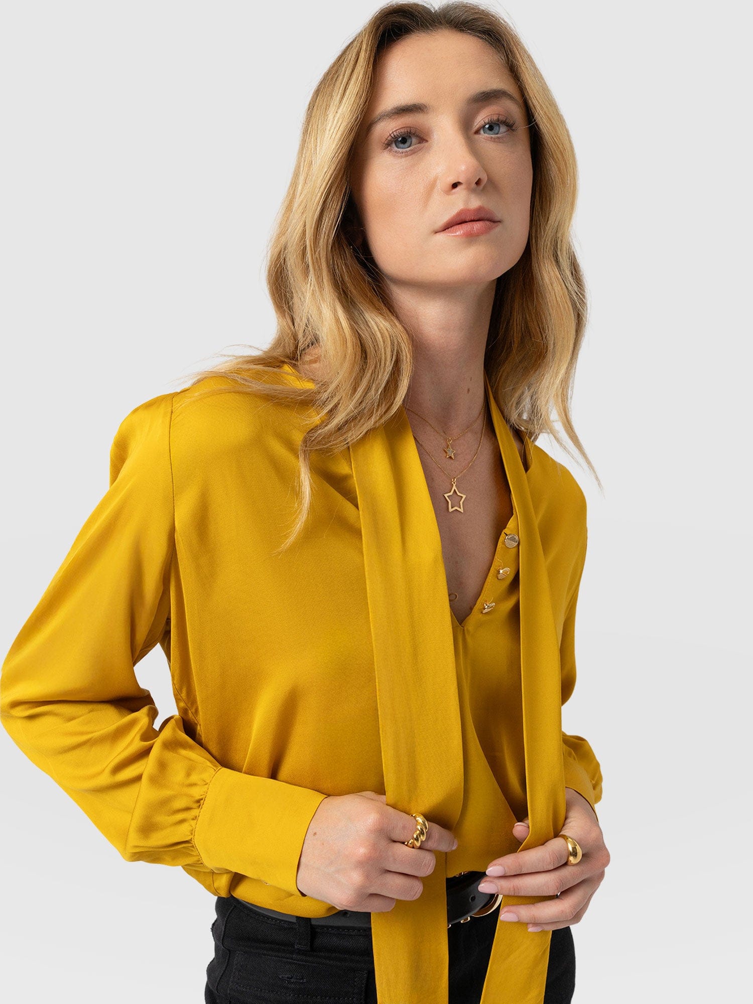 Joselyn V Neck Blouse - Golden Yellow - Women's Blouses | Saint + Sofia® EU