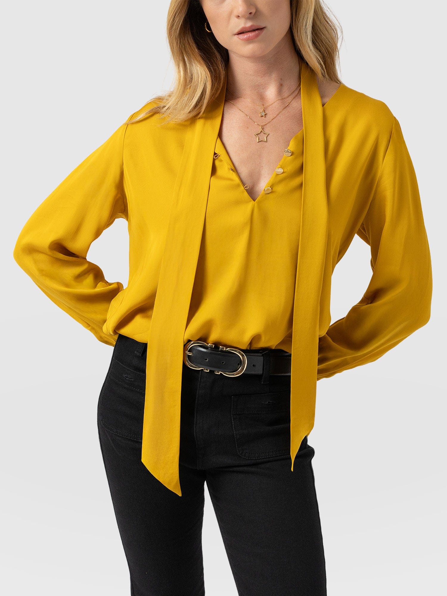Joselyn V Neck Blouse - Golden Yellow - Women's Blouses | Saint + Sofia® EU