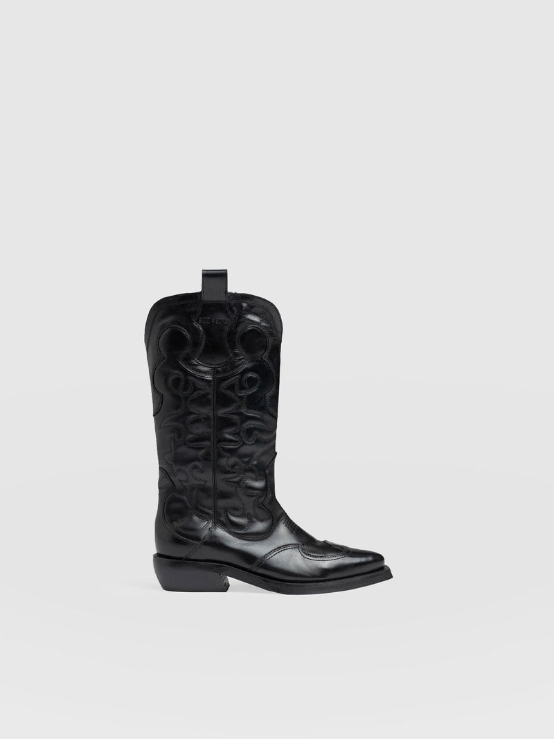 Kansas Western Boot Black - Women's Leather Boots |  Saint + Sofia® EU