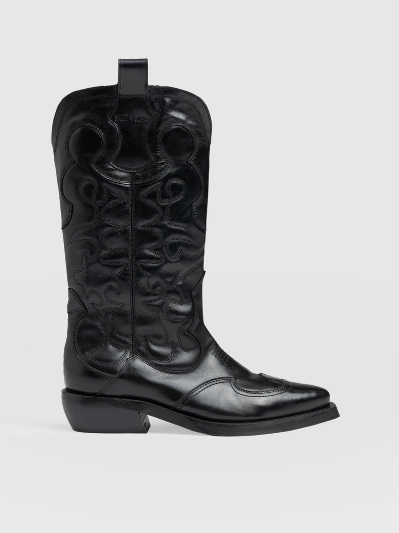 Kansas Western Boot Black - Women's Leather Boots |  Saint + Sofia® EU
