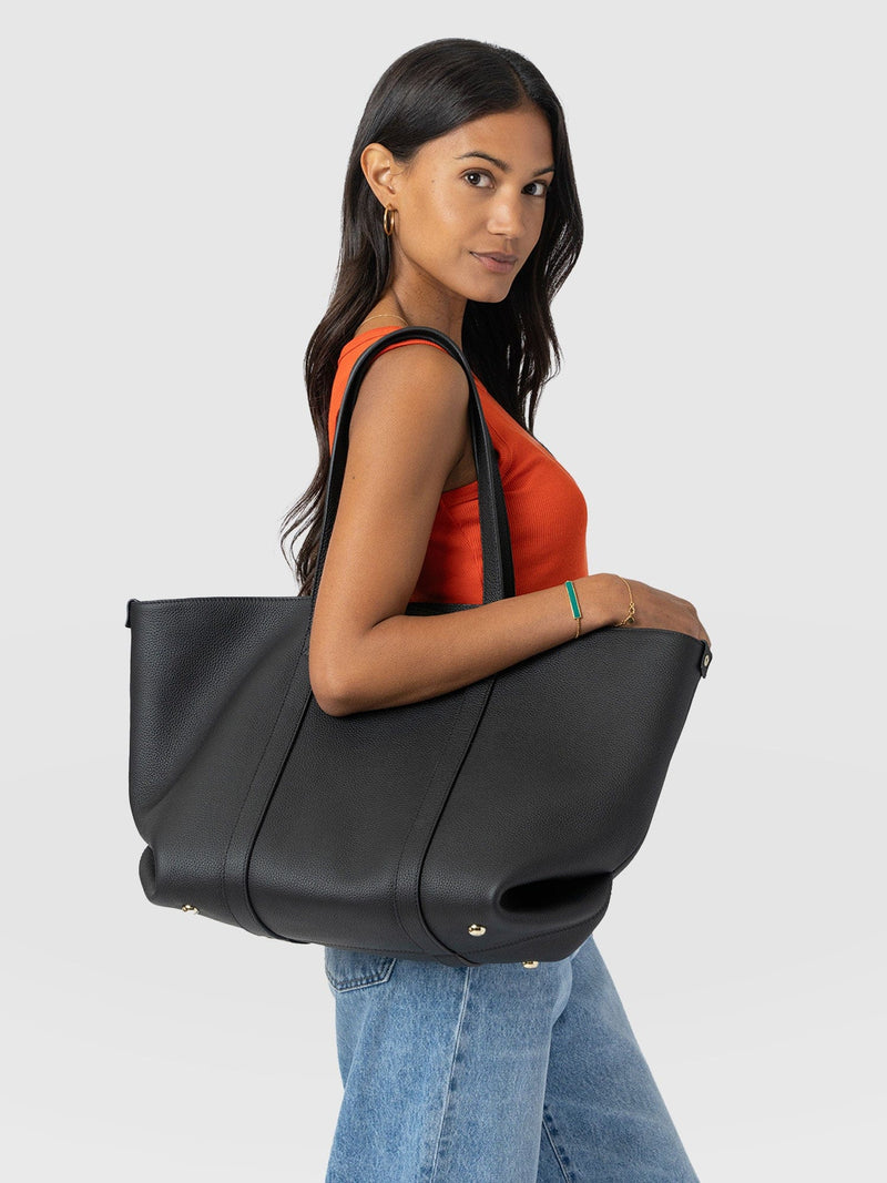 Kara Shopper Bag - Black Leather - Women's Handbags | Saint + Sofia® EU