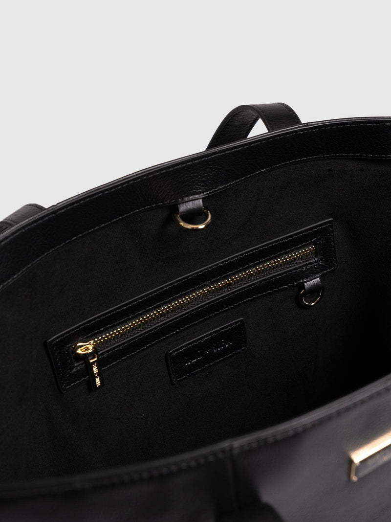 Kara Shopper Bag - Black Leather - Women's Handbags | Saint + Sofia® EU