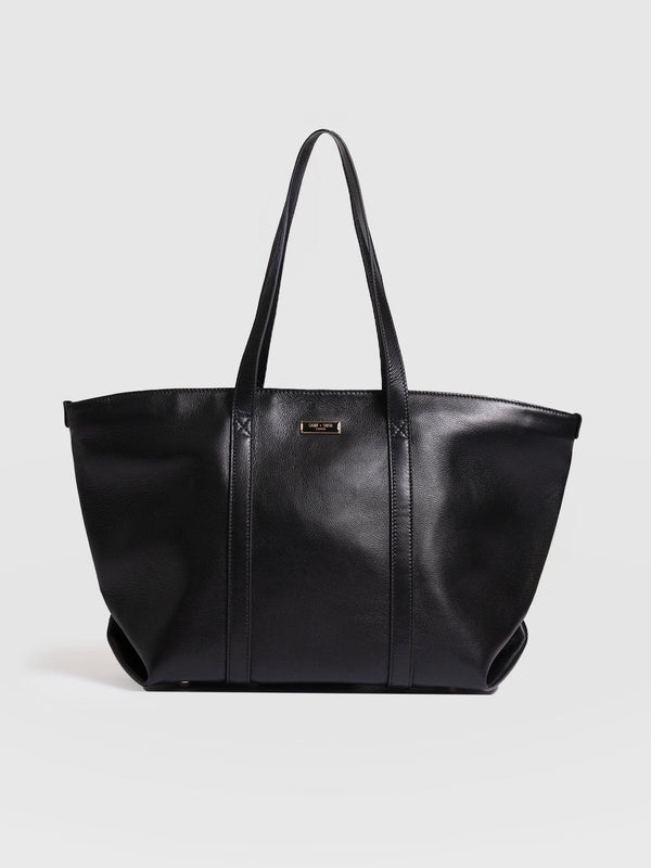 Kara Shopper Bag - Black Leather - Women's Handbags | Saint + Sofia® EU