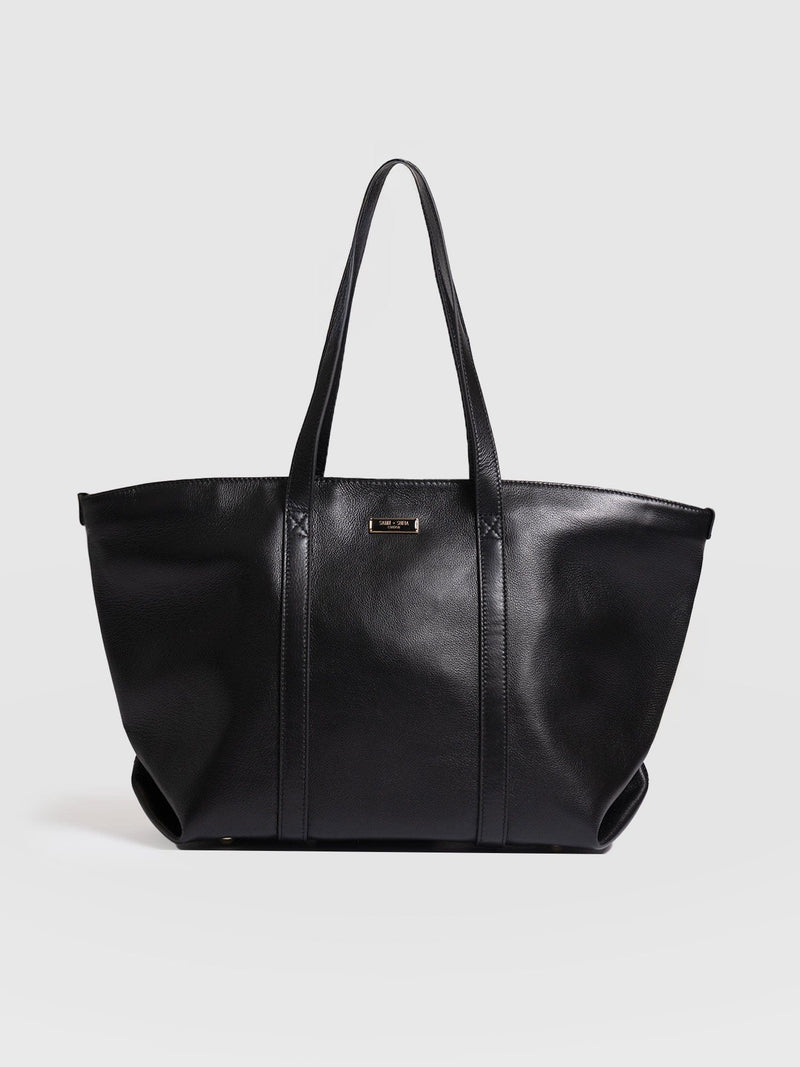 Kara Shopper Bag - Black Leather - Women's Handbags | Saint + Sofia® EU