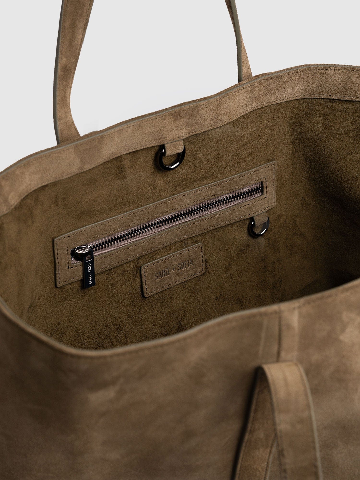 Kara Shopper Bag Khaki Suede - Women's Bags | Saint + Sofia® EU