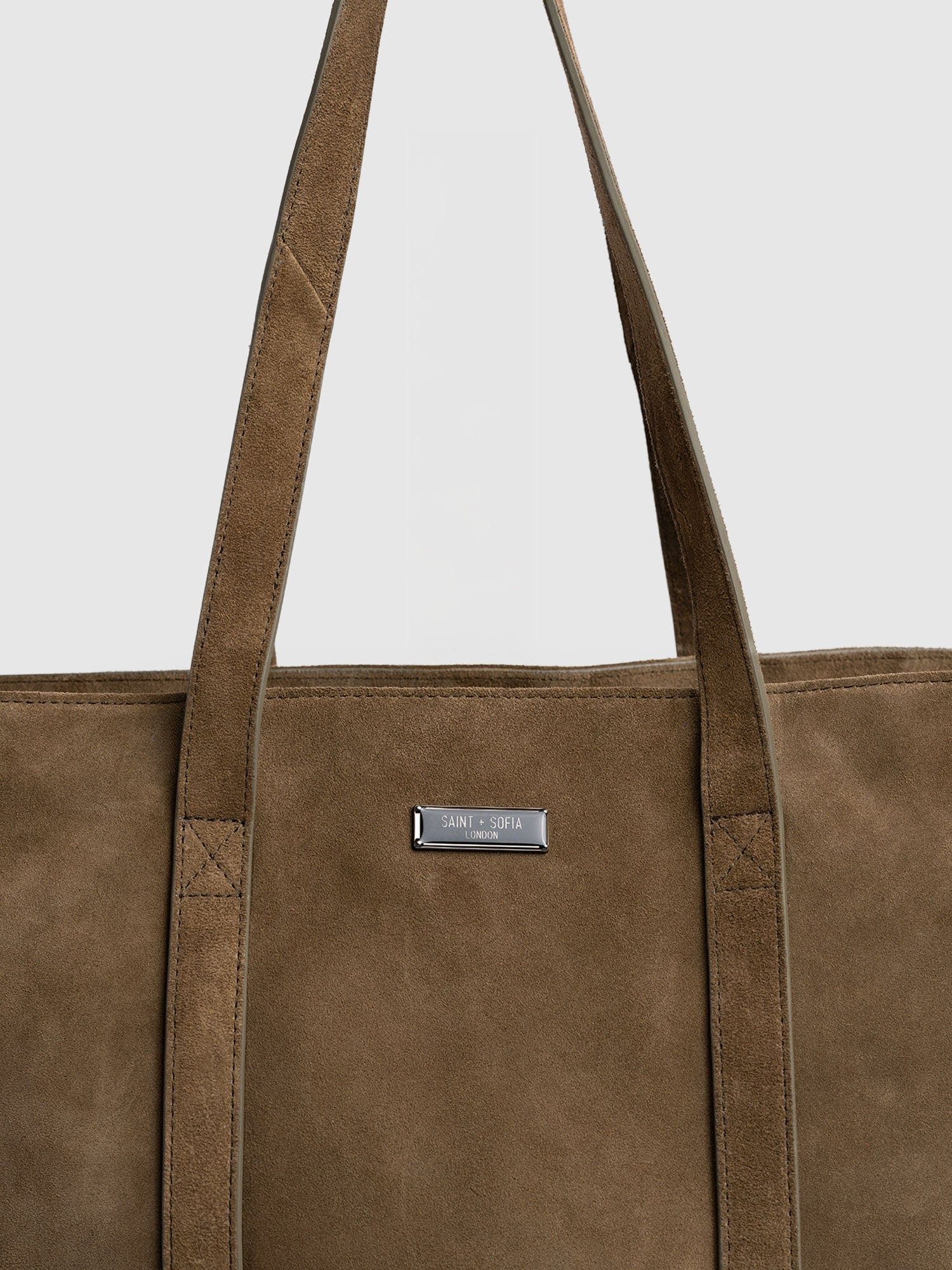 Kara Shopper Bag Khaki Suede - Women's Bags | Saint + Sofia® EU