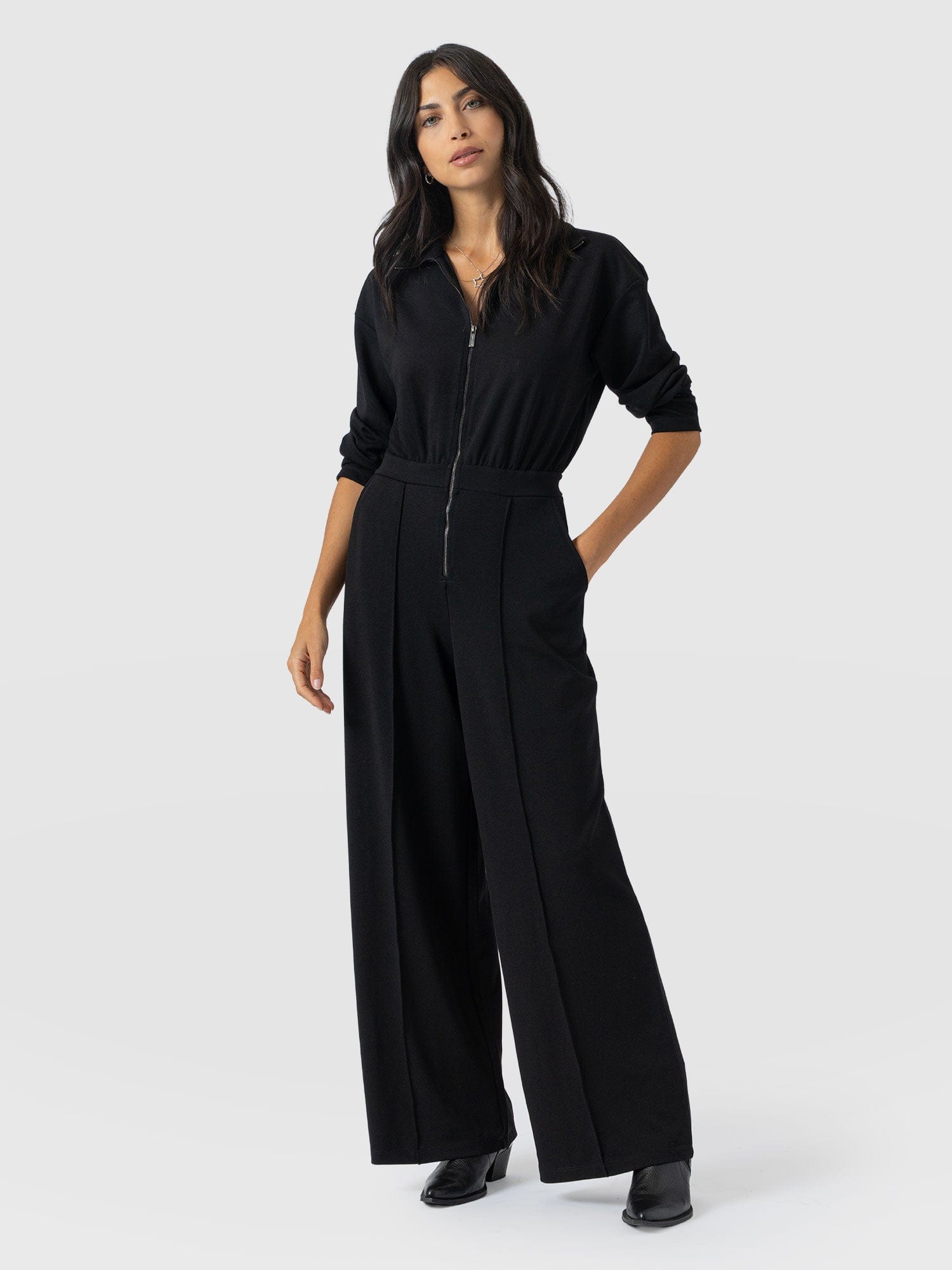 Keller Long Sleeve Jumpsuit - Black - Women's Jumpsuits | Saint + Sofia® EU