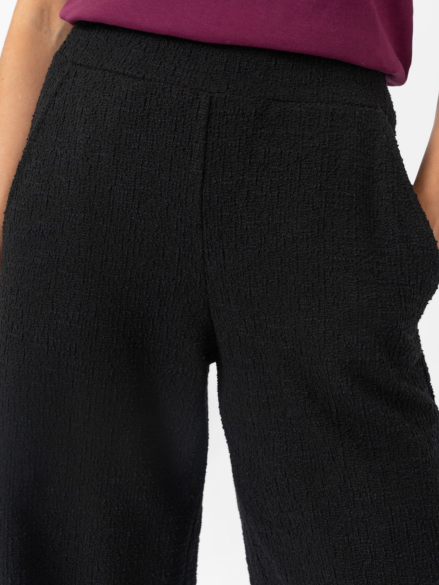 Keller Wide Leg Pant - Black Boucle - Women's Trousers | Saint and Sofia® EU
