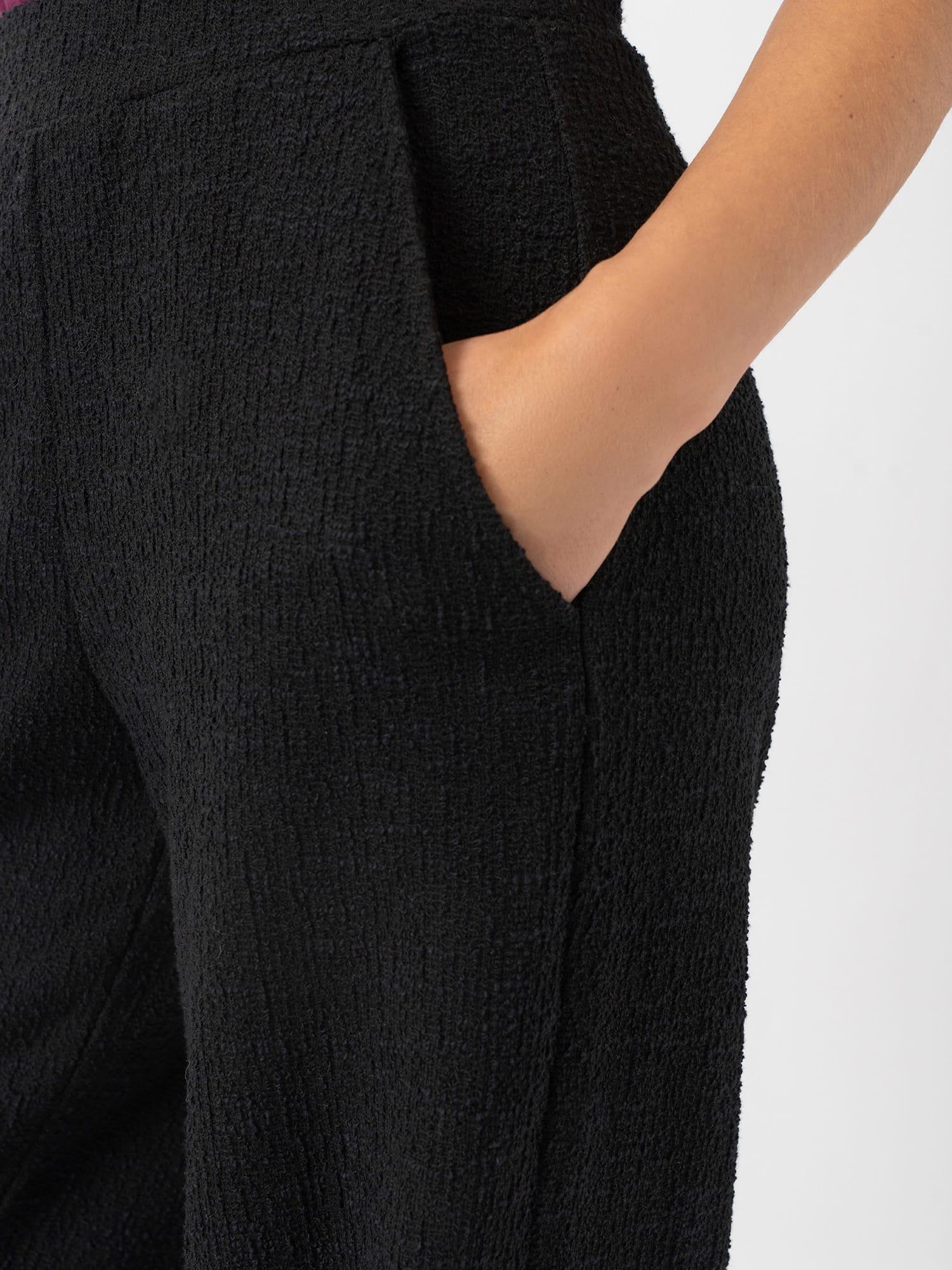 Keller Wide Leg Pant - Black Boucle - Women's Trousers | Saint and Sofia® EU