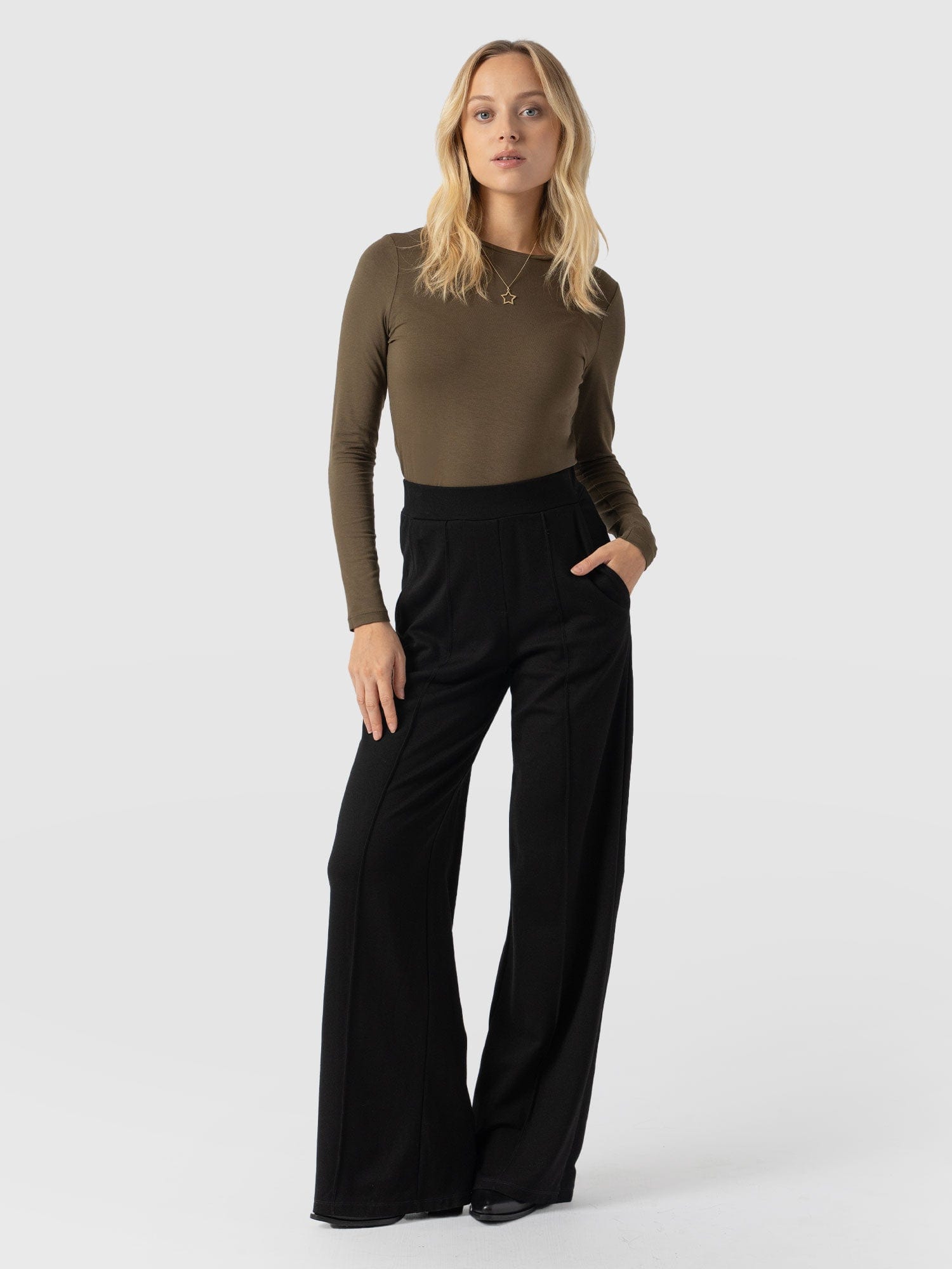 Keller Wide Leg Pant Black - Women's Trousers | Saint + Sofia® EU