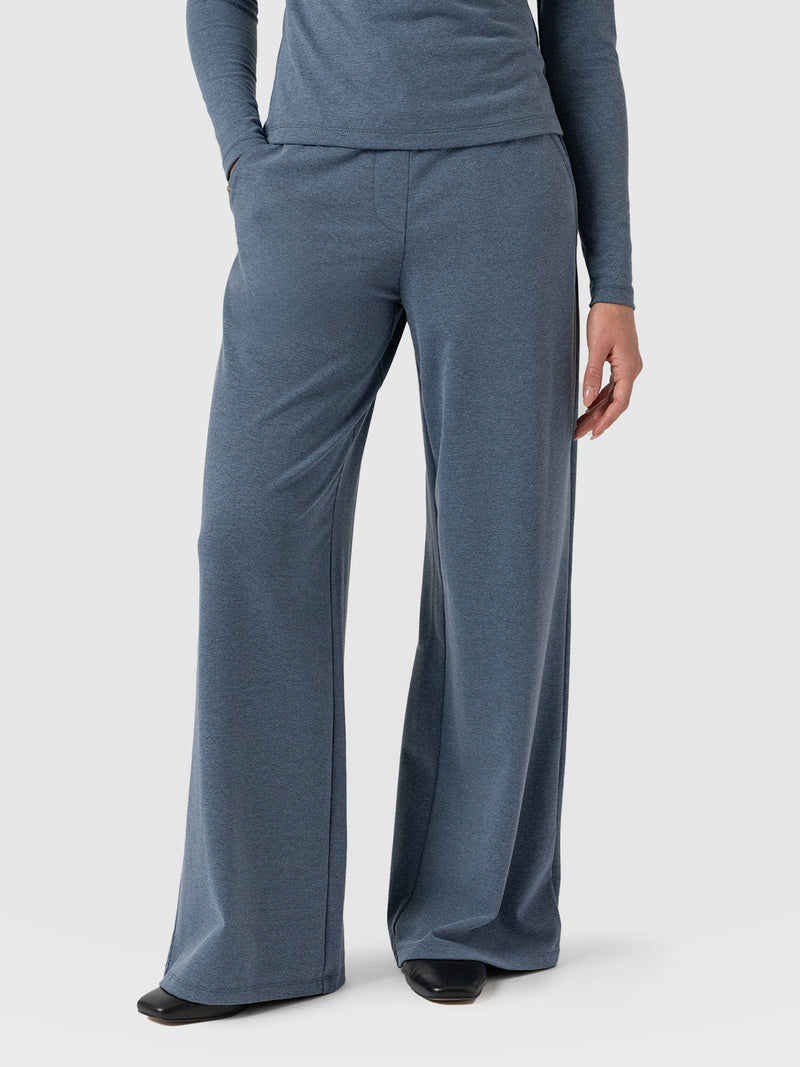 Keller Wide Leg Pant - Blue Melange