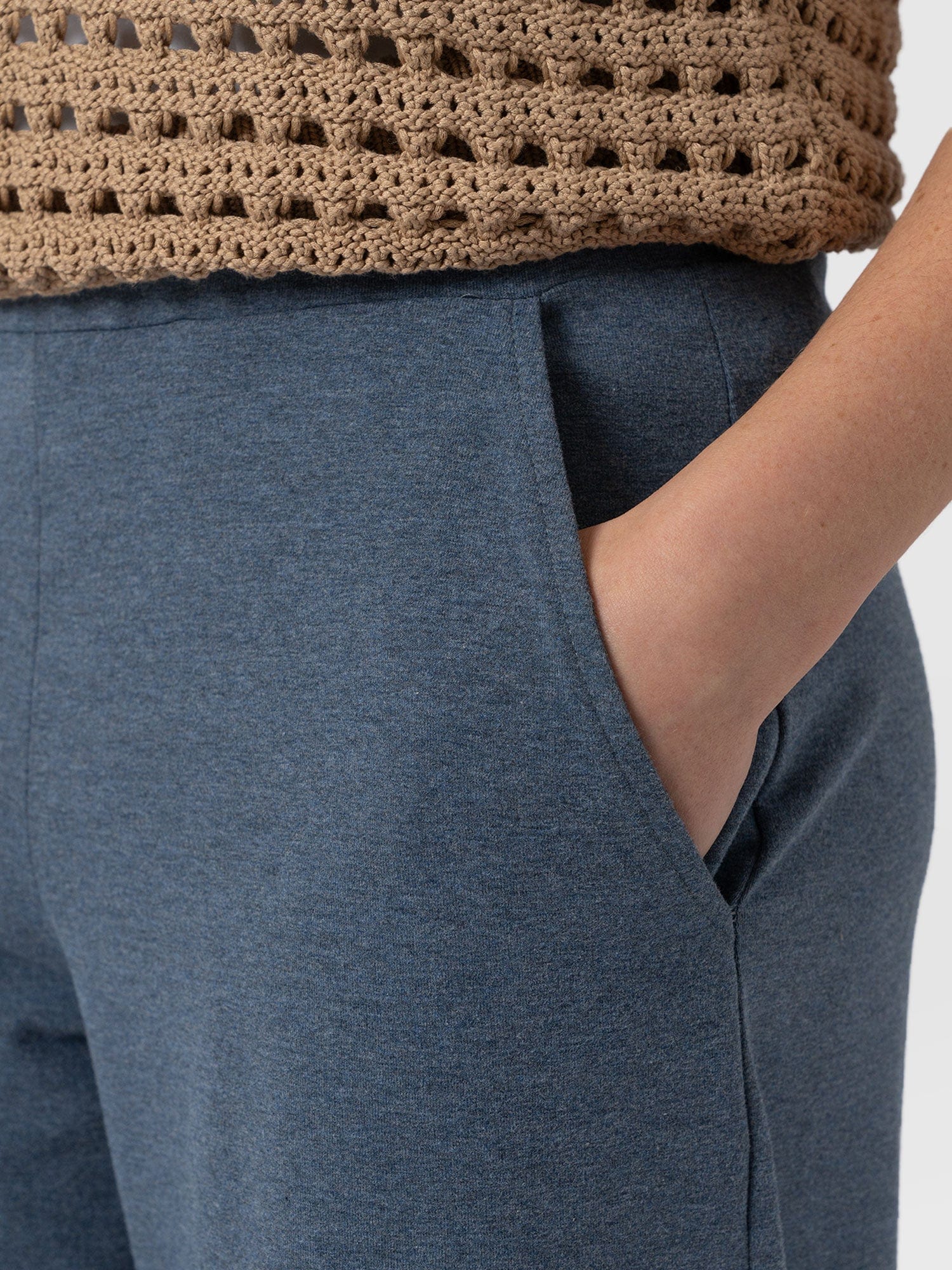 Keller Wide Leg Pant Blue Melange - Women's Trousers | Saint + Sofia® EU