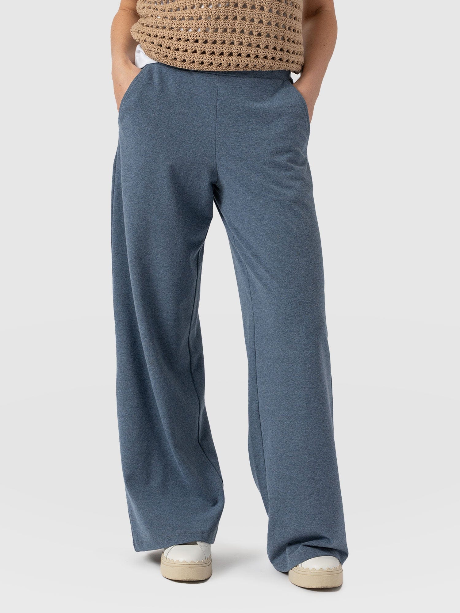 Keller Wide Leg Pant Blue Melange - Women's Trousers | Saint + Sofia® EU