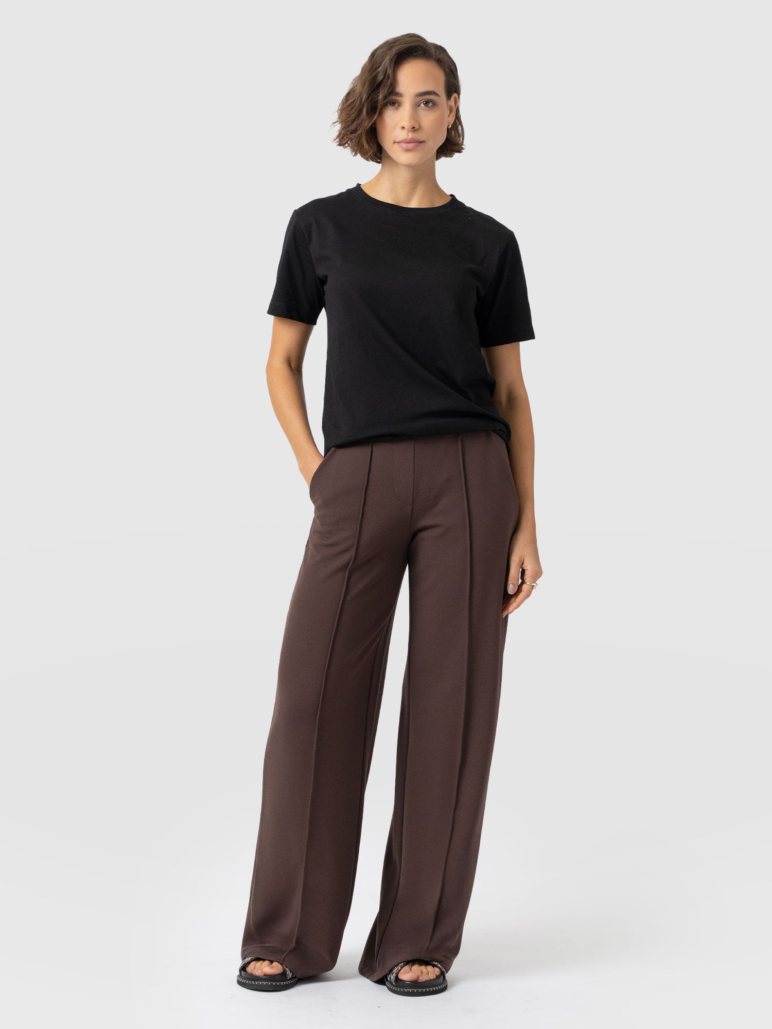 Keller Wide Leg Pant - Brown - Women's Trousers | Saint + Sofia? EU