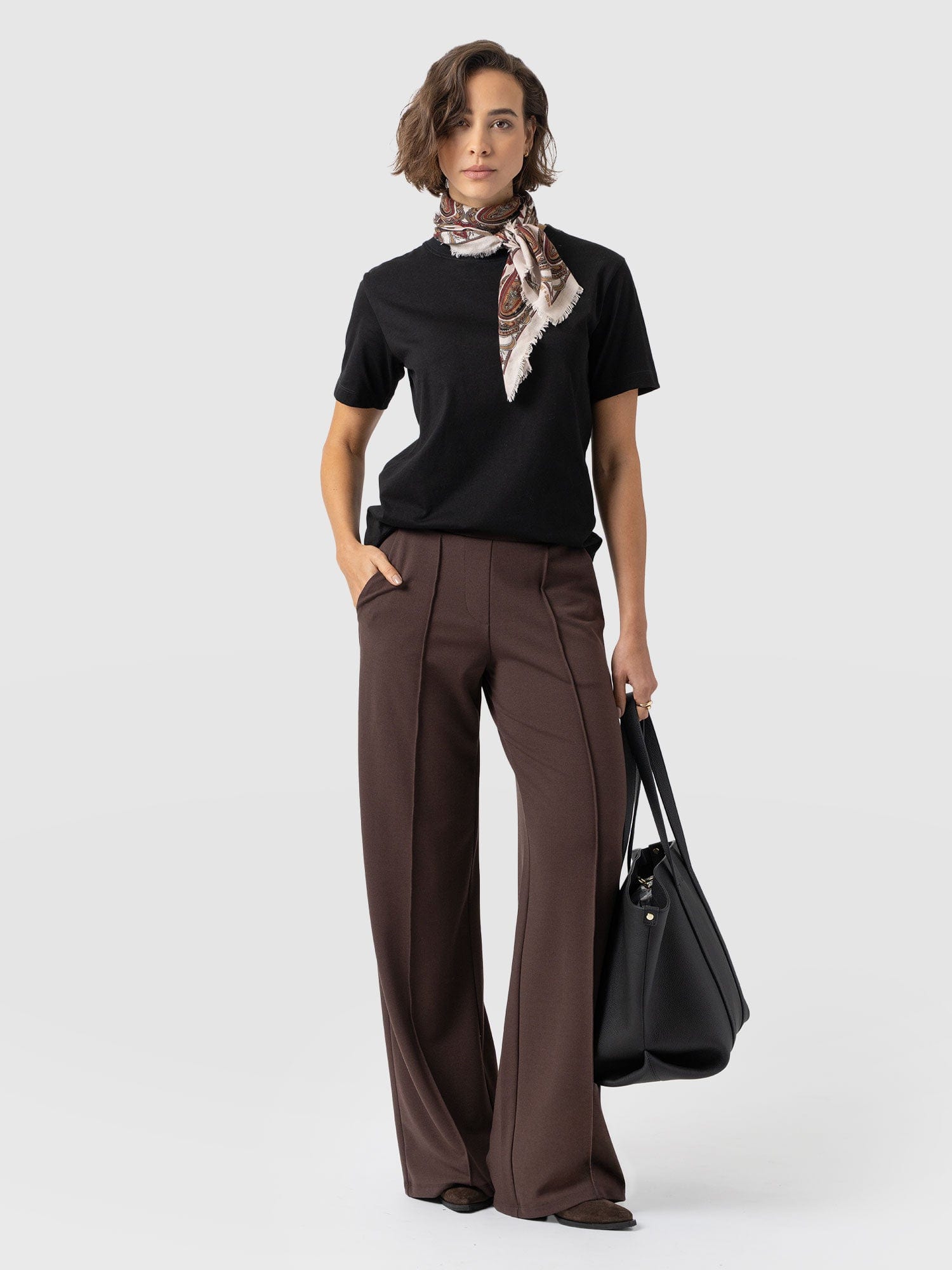 Keller Wide Leg Pant - Brown - Women's Trousers | Saint + Sofia? EU