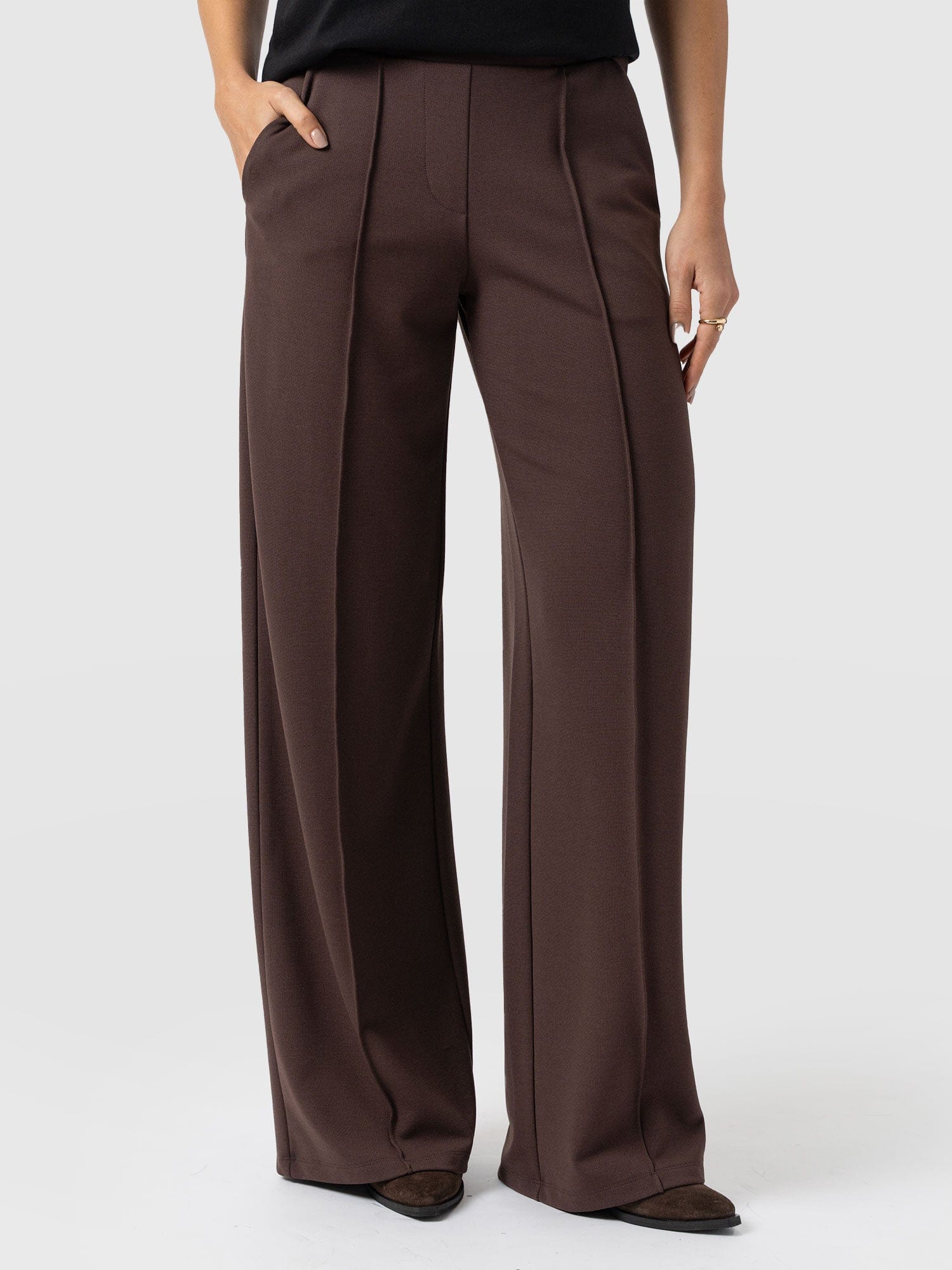 Keller Wide Leg Pant - Brown - Women's Trousers | Saint + Sofia? EU