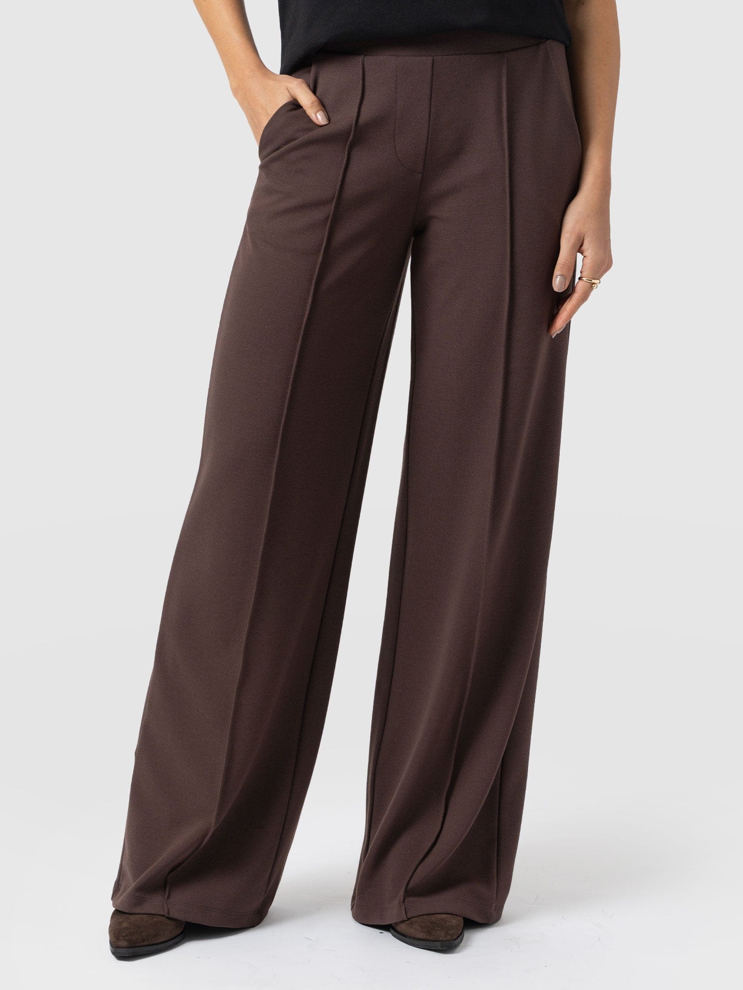 Keller Wide Leg Pant - Brown - Women's Trousers | Saint + Sofia? EU