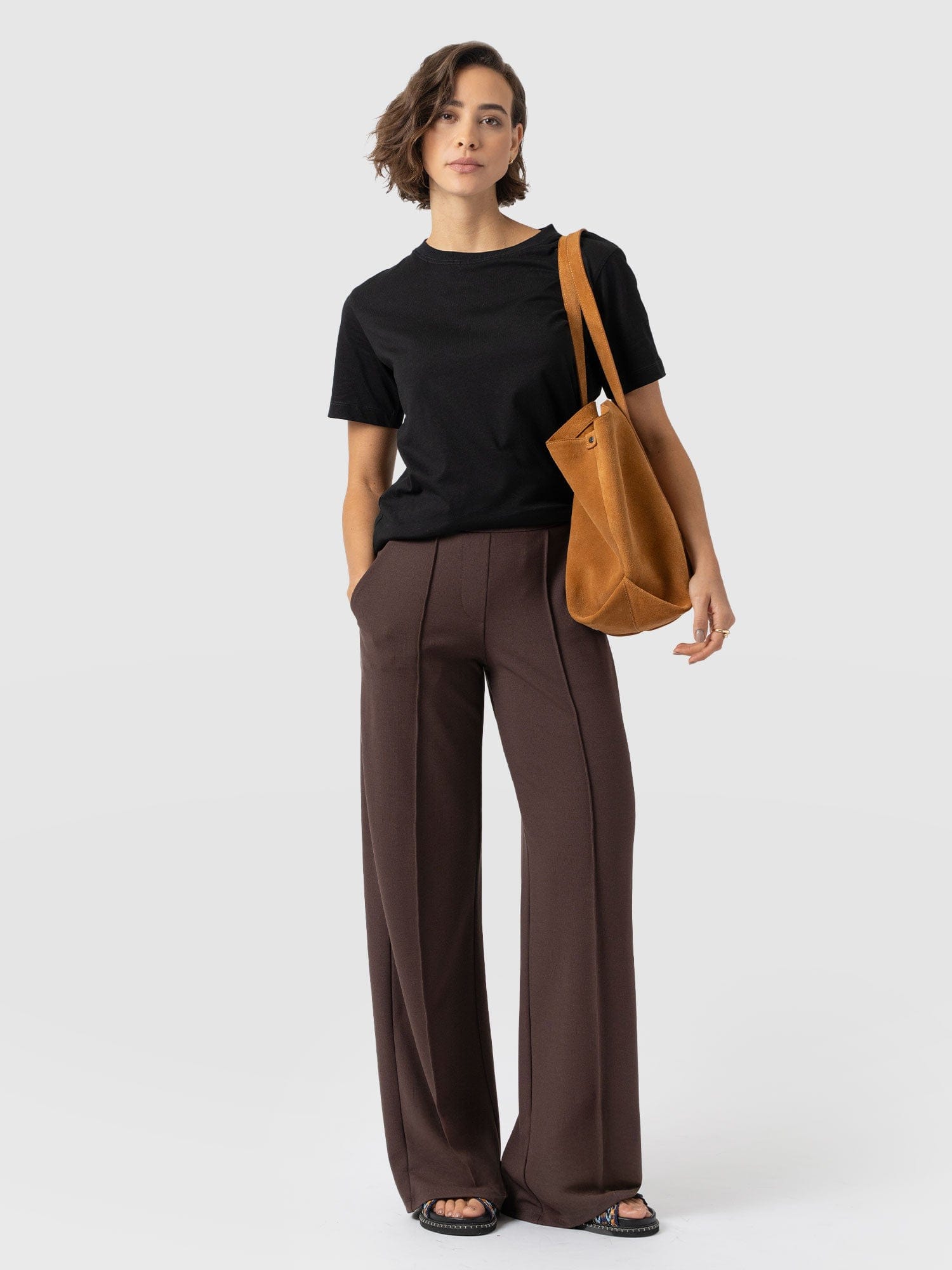 Keller Wide Leg Pant - Brown - Women's Trousers | Saint + Sofia® EU