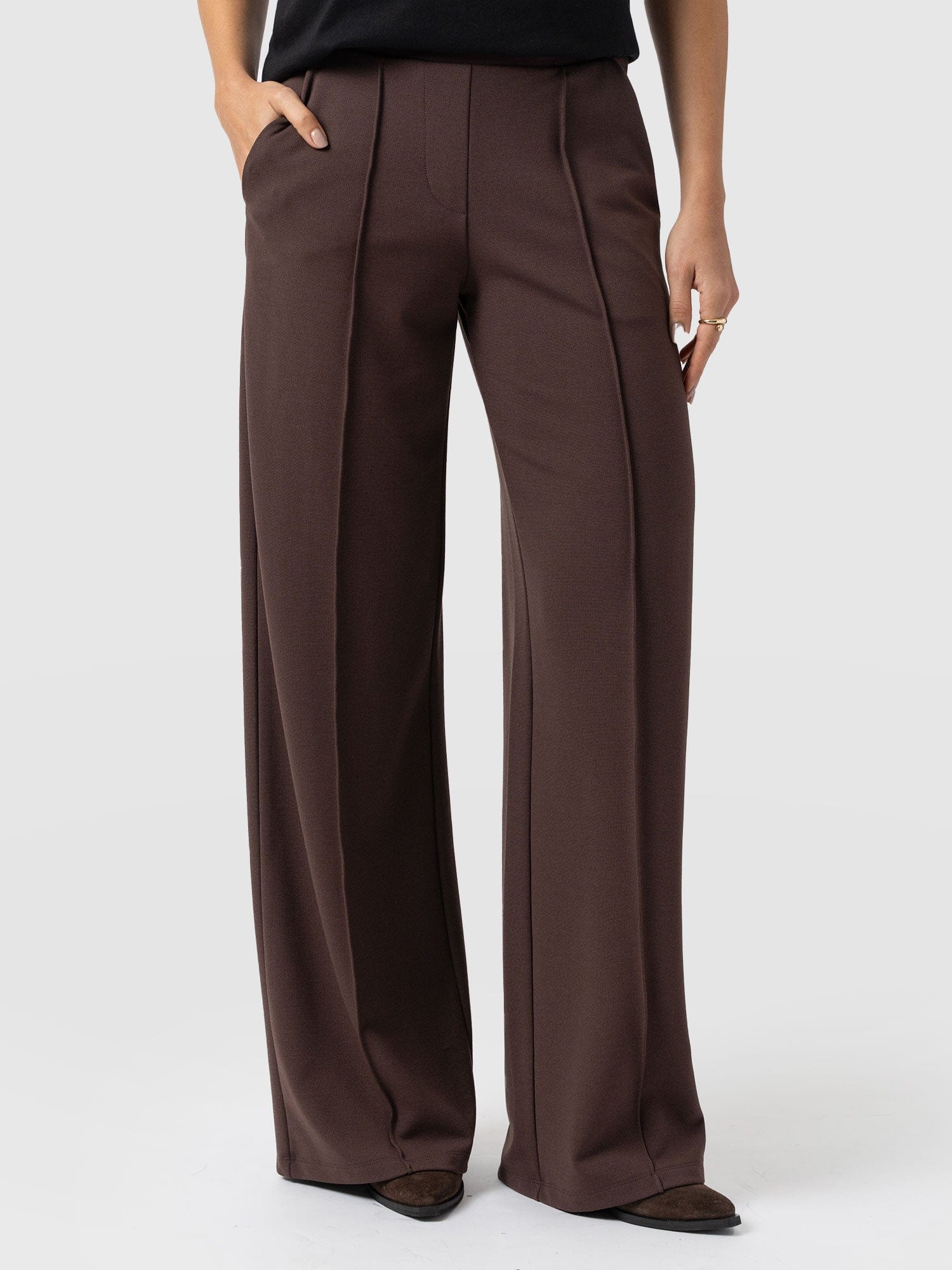 Keller Wide Leg Pant - Brown - Women's Trousers | Saint + Sofia® EU
