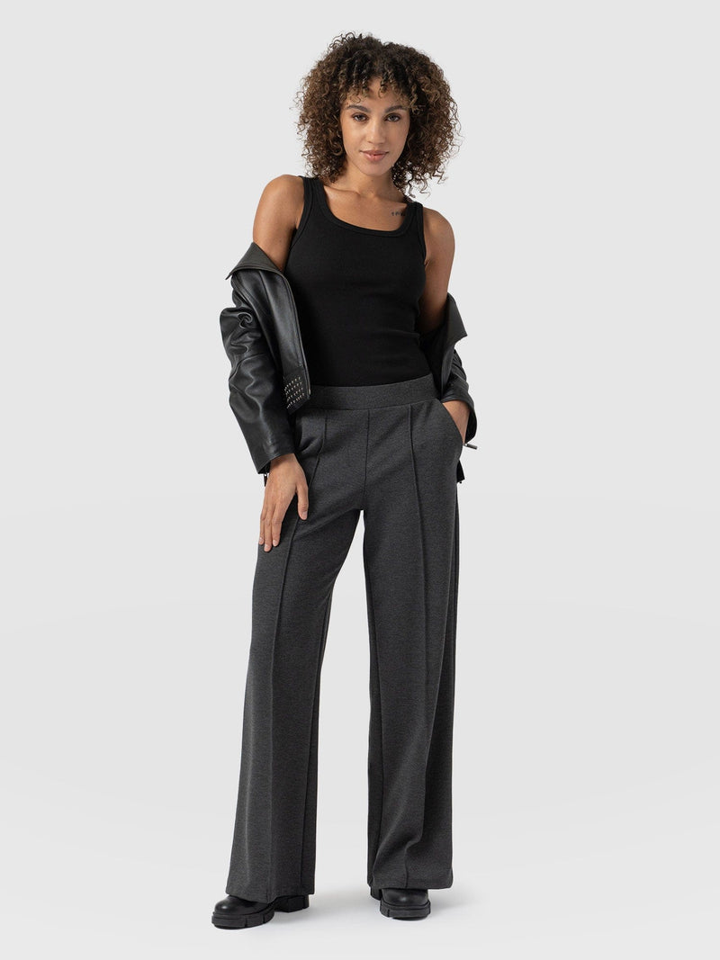 Keller Wide Leg Pant Charcoal - Women's Trousers | Saint + Sofia® EU