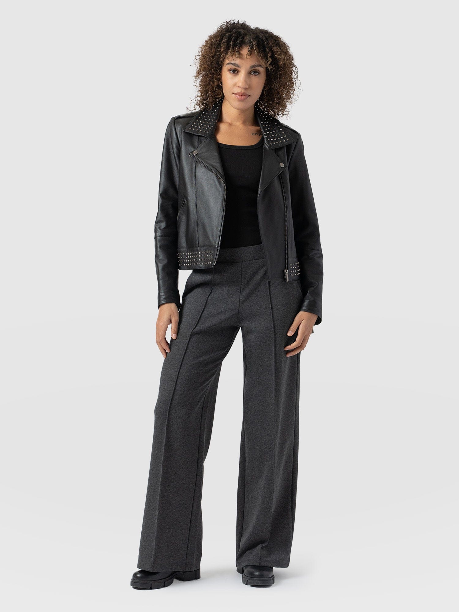 Keller Wide Leg Pant Charcoal - Women's Trousers | Saint + Sofia® EU