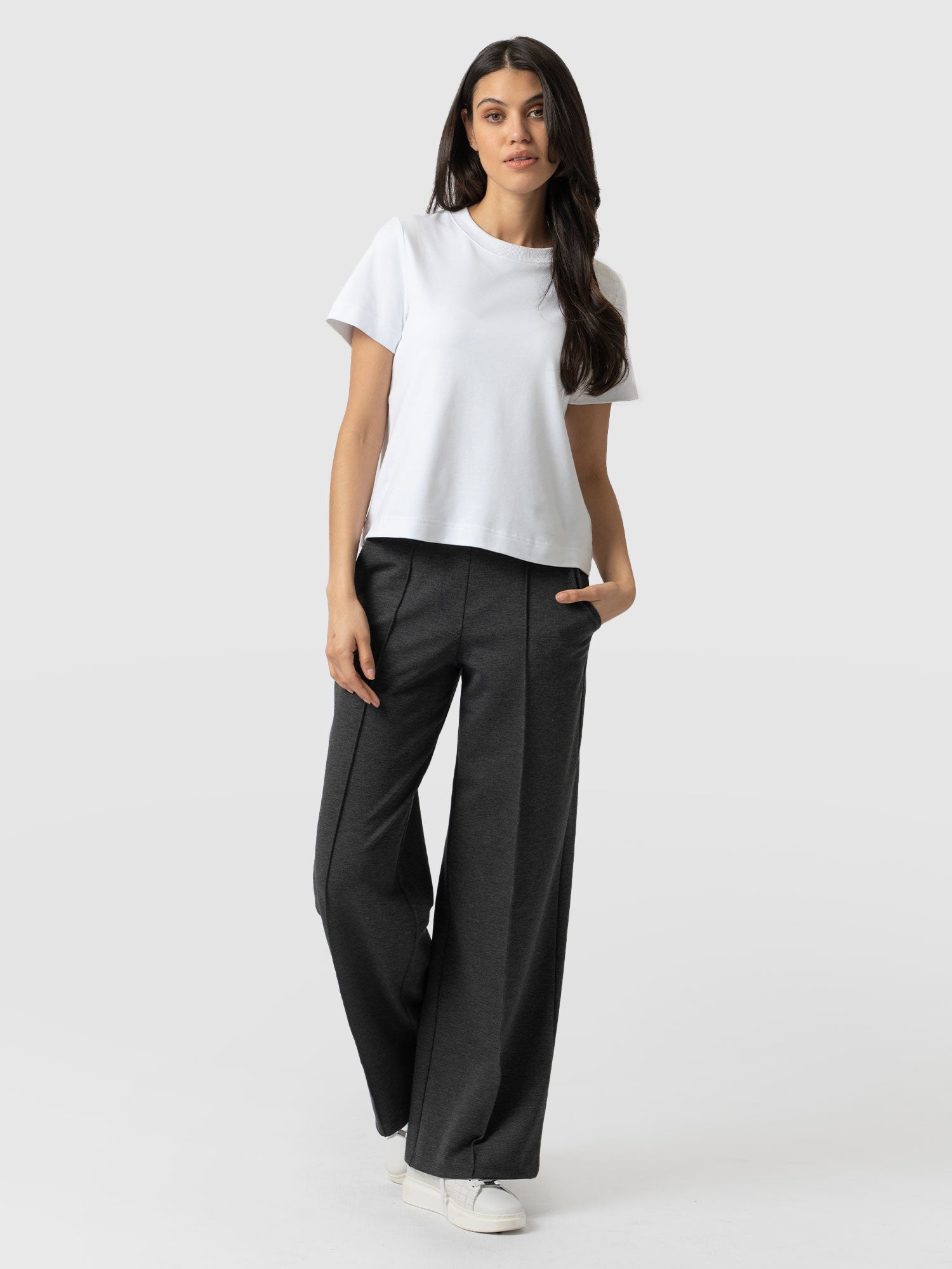 Keller Wide Leg Pant Charcoal - Women's Trousers | Saint + Sofia® EU